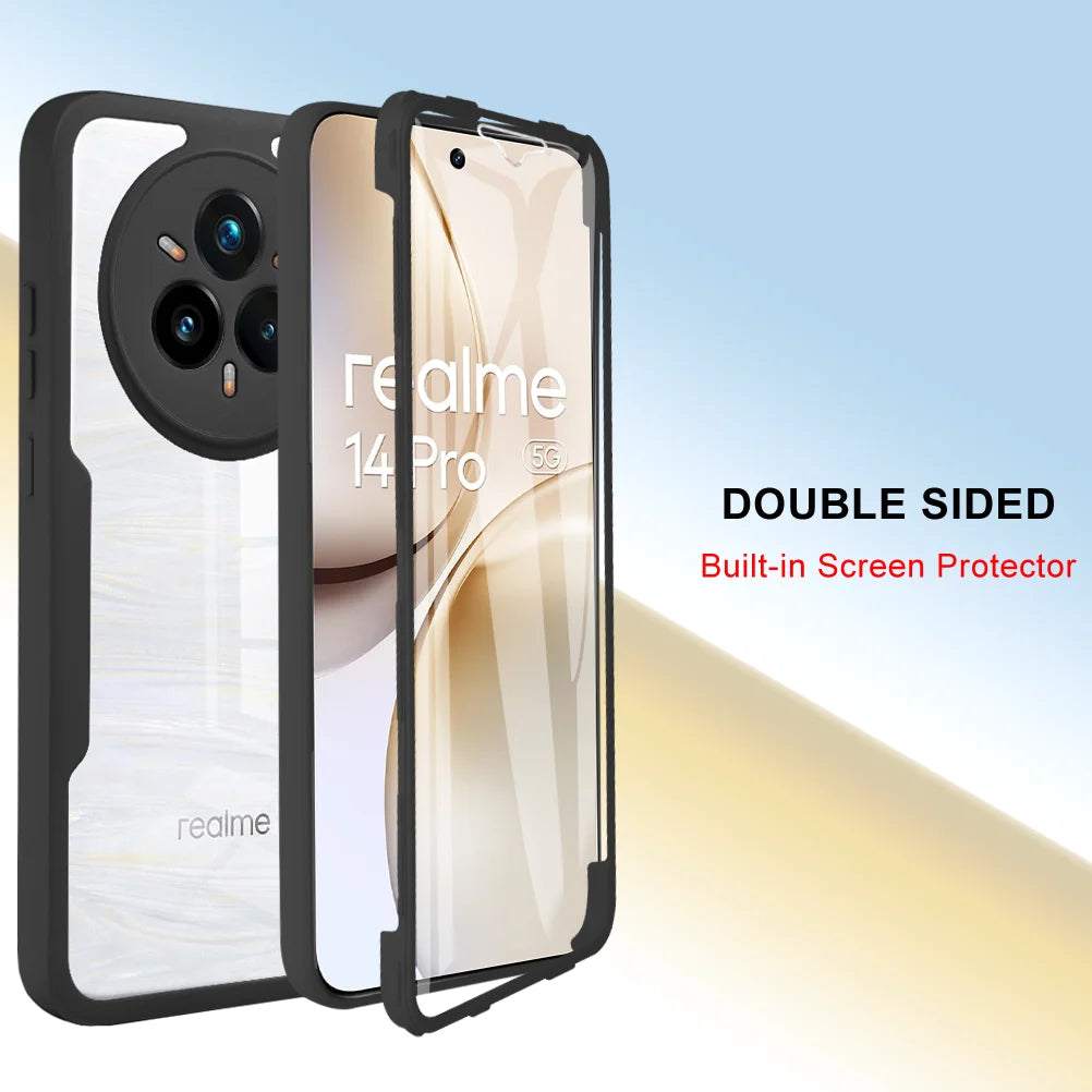 360 Double Sided Full Protection Phone Case For Realme 14 Pro Plus 14 Pro Slim Clear Cover with Screen Protector Phone Shell