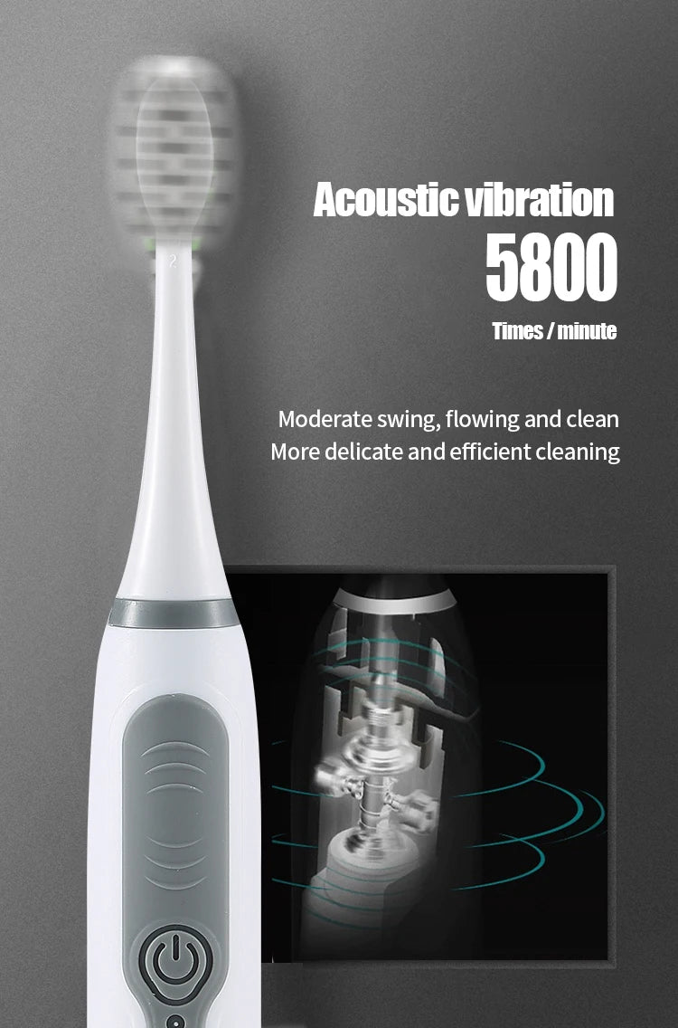 Sonic Electric Toothbrush for Men and Women Adult Household Non Rechargeable Soft Hair IPX6 Waterproof