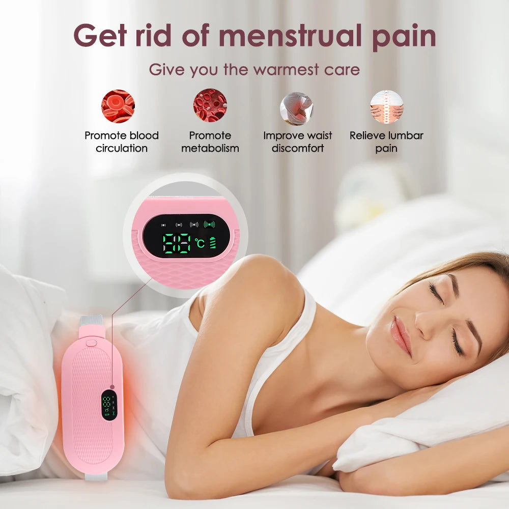 Women Menstrual Heating Pads Effective Hot Compress Period Relief Belt Rechargeable Heated Waist Massager Gifts for Female