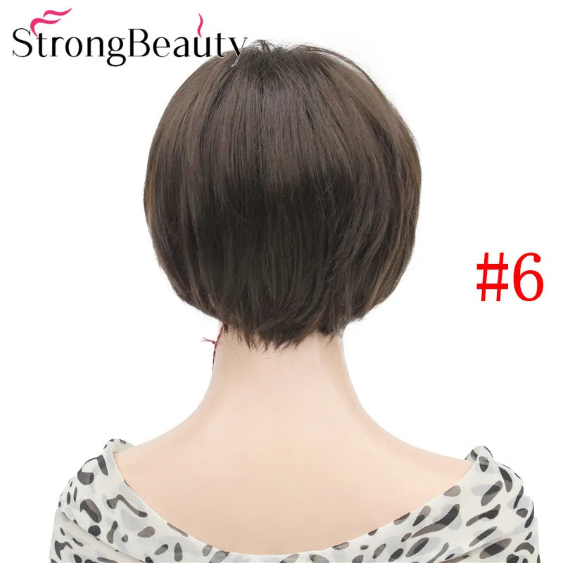 شعر مستعار StrongBeauty قصير ومستقيم من الألياف الصناعية الناعمة للسيدات متوفر بألوان عديدة