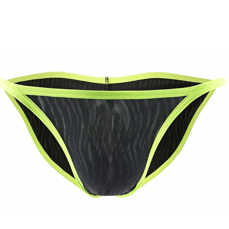 New Arrivals Striped Underpants Mens Mesh Underwear Briefs Low Rise Transparent Breathable Panties Hombre Briefs