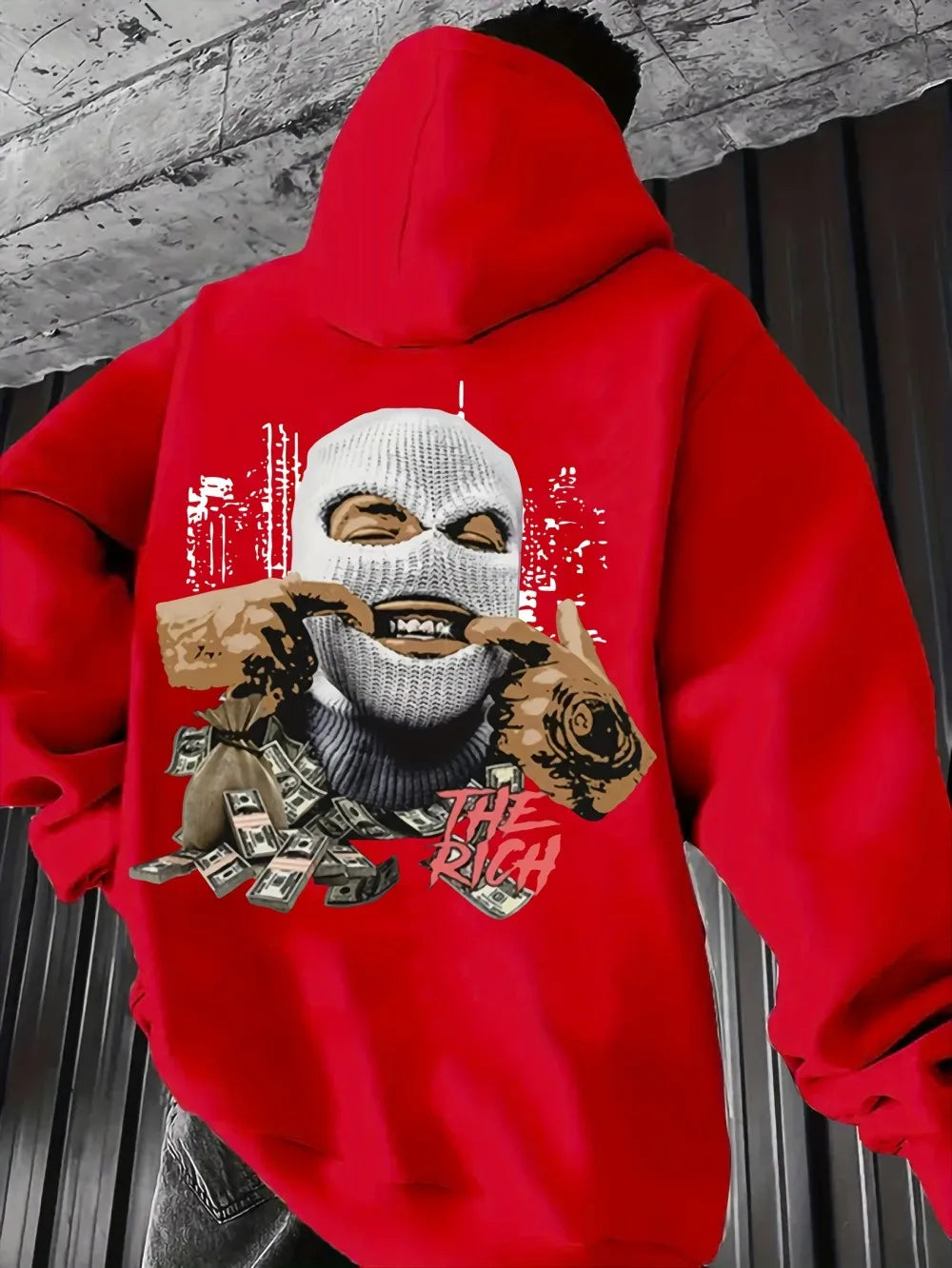 Trendy hip-hop men's autumn personalized character print soft and comfortable hooded sweatshirt outdoor street style top