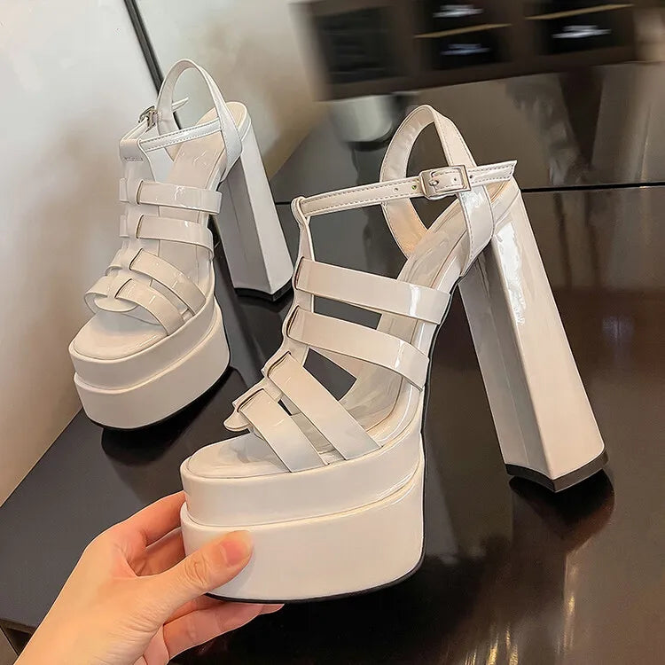 2024 Ladies High Heels Double Waterproof Platform Sandals for Women Luxury Brand Designer Summer Party Chunky Pumps and Shoes