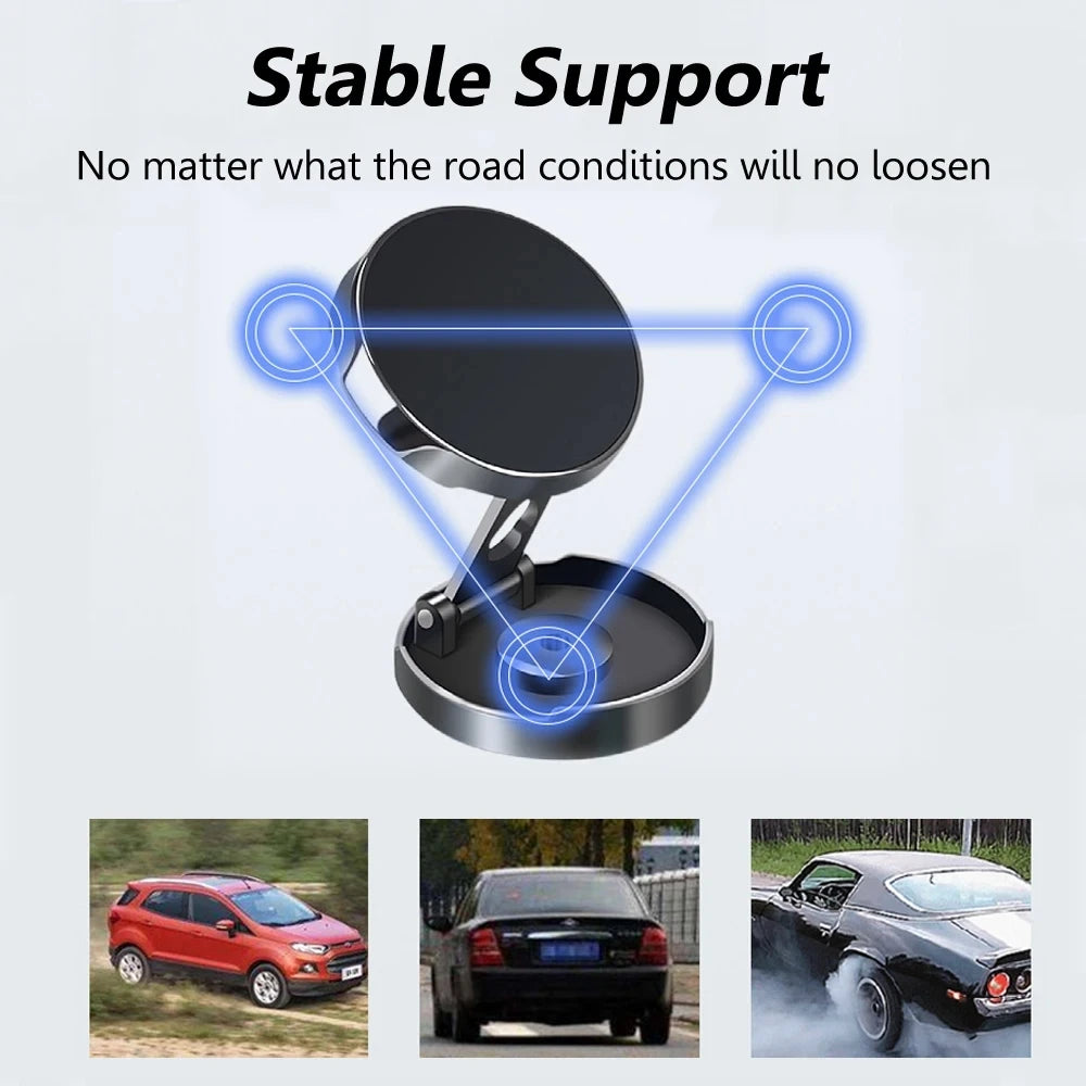 New Strong Magnetic Car Phone Stand Car Holder 720° Foldable Round Bracket Support for Universal Phones Mount Holders In Car