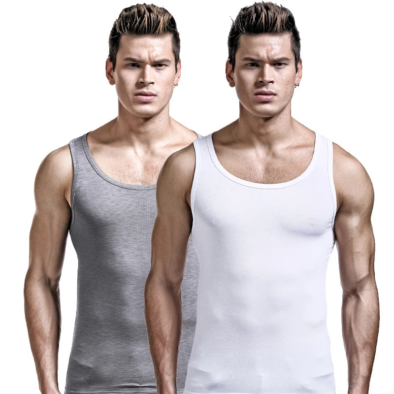 5PCS Men's summer trendy slim-fit hurdling style, modal, wearing a white undershirt underneath, men's tight-fitting