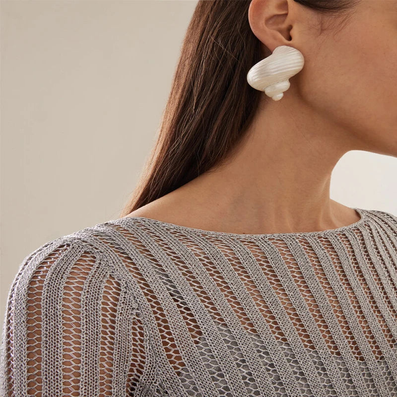 New Trendy Jewelry Summer Earrings For Women Sea World Shell Star Pendant Hoop Earrings Set Birthday Gift For Mother Kids