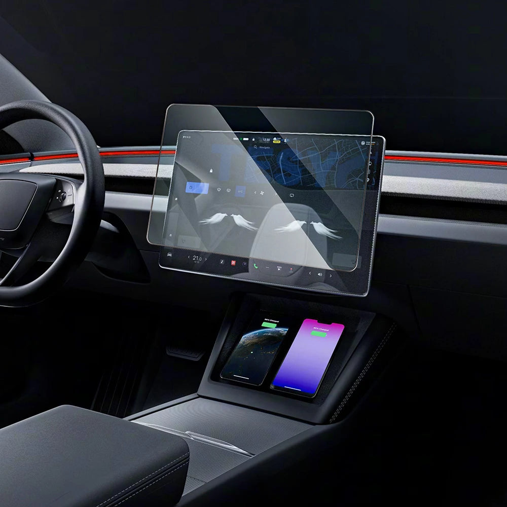 For Tesla New Model Y Juniper 2025 Launch Model 3 Highland 2024 Tempered Glass Screen Protecor Full Covered Soft Black Frame