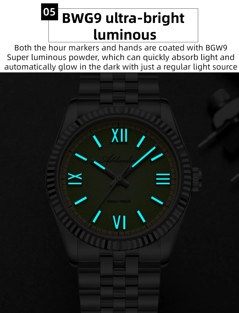 ADDIESDIVE 2025 NEW Colorful Dial Quartz Watch For Men VH31 Movement Stainless Steel Sapphire Glass 100M Waterproof Dive Watches