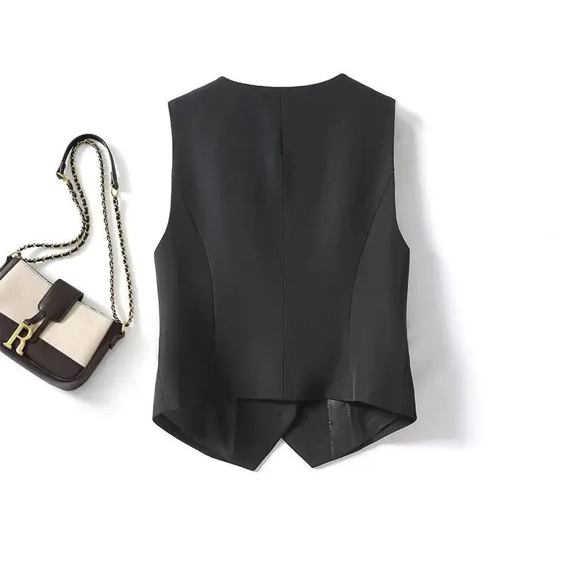 Simple Vests Women Summer Sleeveless Suit Coats Temper Outwear Design Hot Sale 2024 Tender Breathable Korean Style Streetwear
