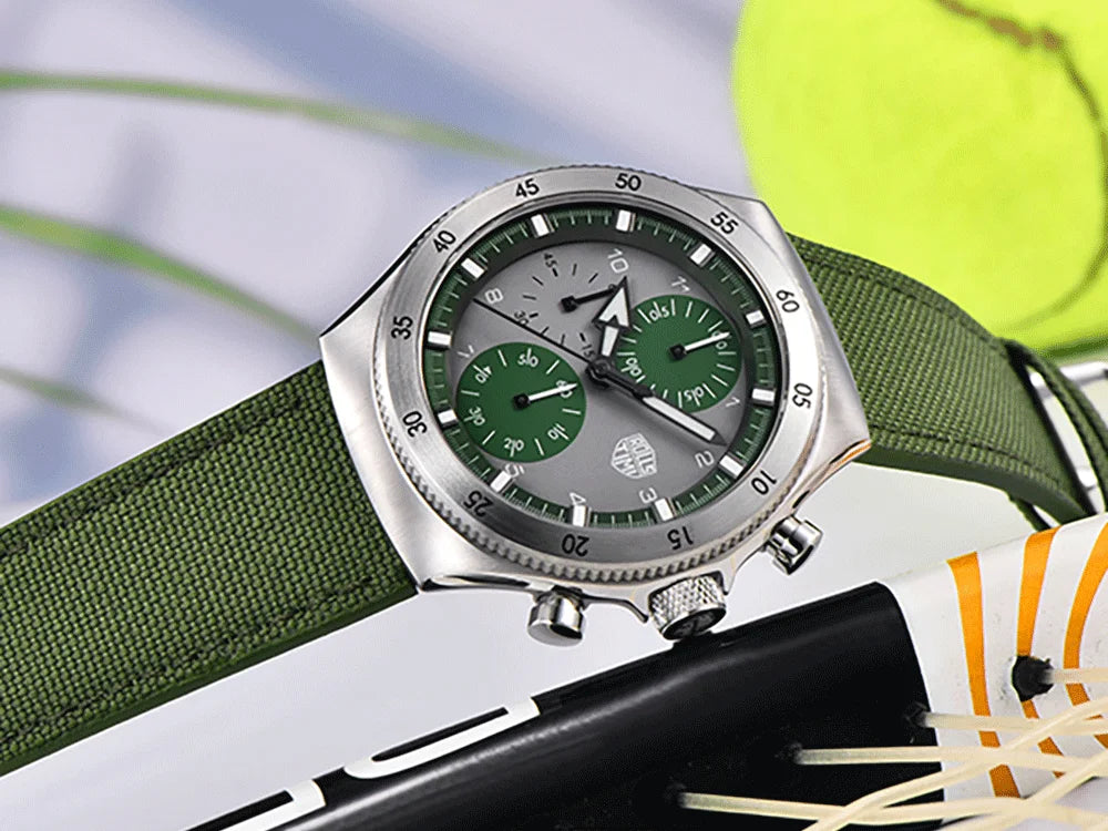 2026 new men's casual quartz watch top luxury sapphire TMI VD55 nylon men's chronograph waterproof sports men's watch luminous