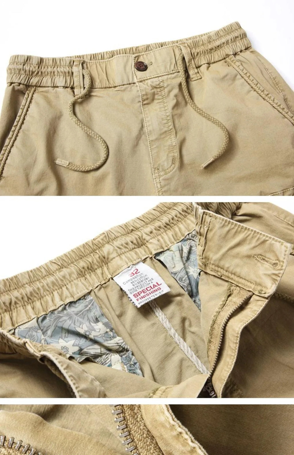 Spring Summer Men's Casual Fashion Work Pants Cuffed Multiple Pockets Slim Fit Youth Leisure Trousers Trendy Brand