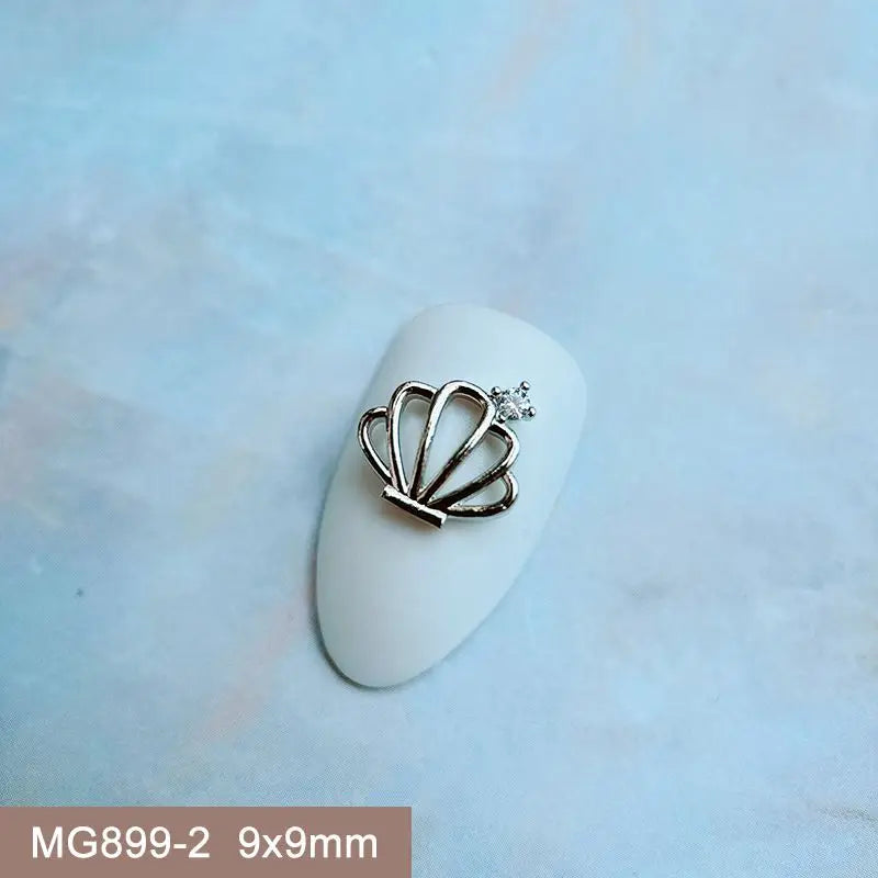 10pcs Summer Shell Starfish Cherry Zircon Crystals Metal Nails Jewelry Decorations Nail Art Accessories Charms Parts Supplies