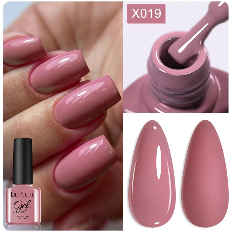LILYCUTE 7ML Black White Color Gel Nail Polish Summer Colorful Gel Nail Art Semi Permanent UV Gel Soak Off UV LED Gel Varnishes