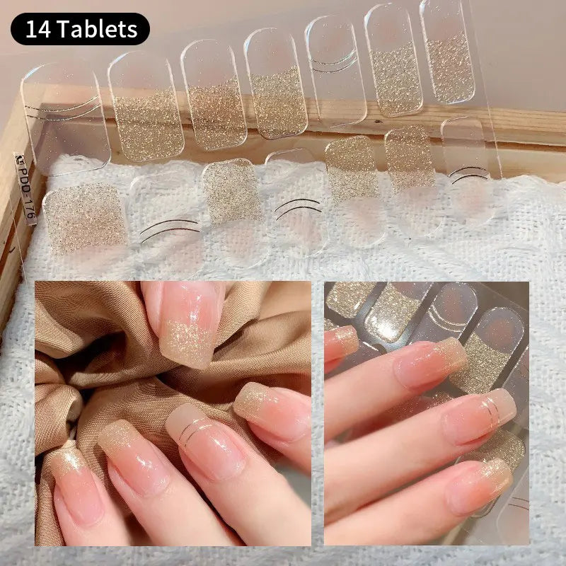 1pc DIY Baking-free Nail Stickers Long-Lasting Solid Color Fresh Flowers Christmas Autumn Nail Strips Patch Full Cover Decal