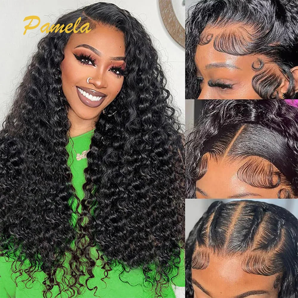 400% High Density Deep Curly 13x4 Transparent Lace Frontal Wigs For Women Glueless Wig Human Hair Preplucked Ready To Wear