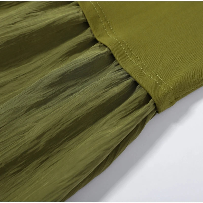Elegant Women Patchwork Long Dress Short Sleeve O Neck Button A-Line Dresses Spring Summer Vintage Beach Vacation Casual Robes