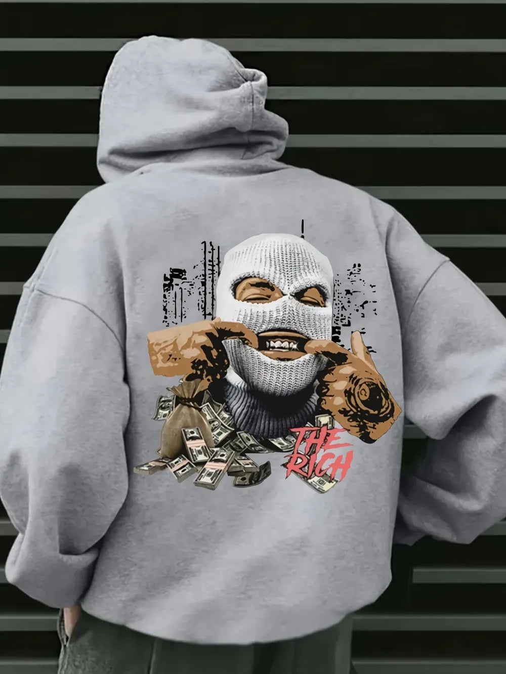 Trendy hip-hop men's autumn personalized character print soft and comfortable hooded sweatshirt outdoor street style top