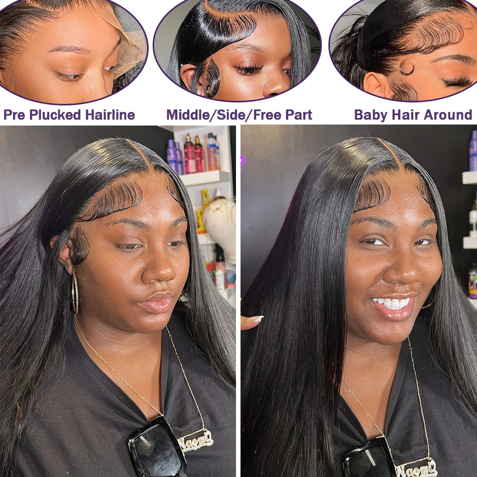Wigirl HD 30 40 Inch Straight 13x6 Human Hair Lace Frontal Wigs 200% Brazilian Remy PrePlucked 13x4 Lace Front Wig For Women
