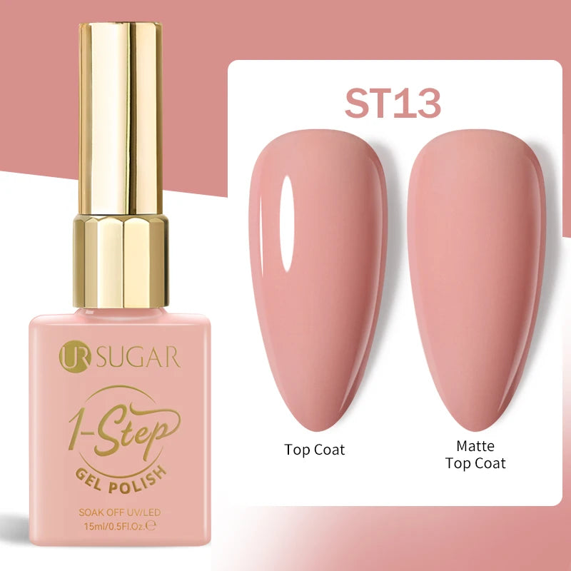 UR SUGAR 1-step Gel Polish 12ML Glitter Nail Spring Summer White Nude Pink Gel Nail Polish 3 IN 1 No Need Base Gel and Top Coat