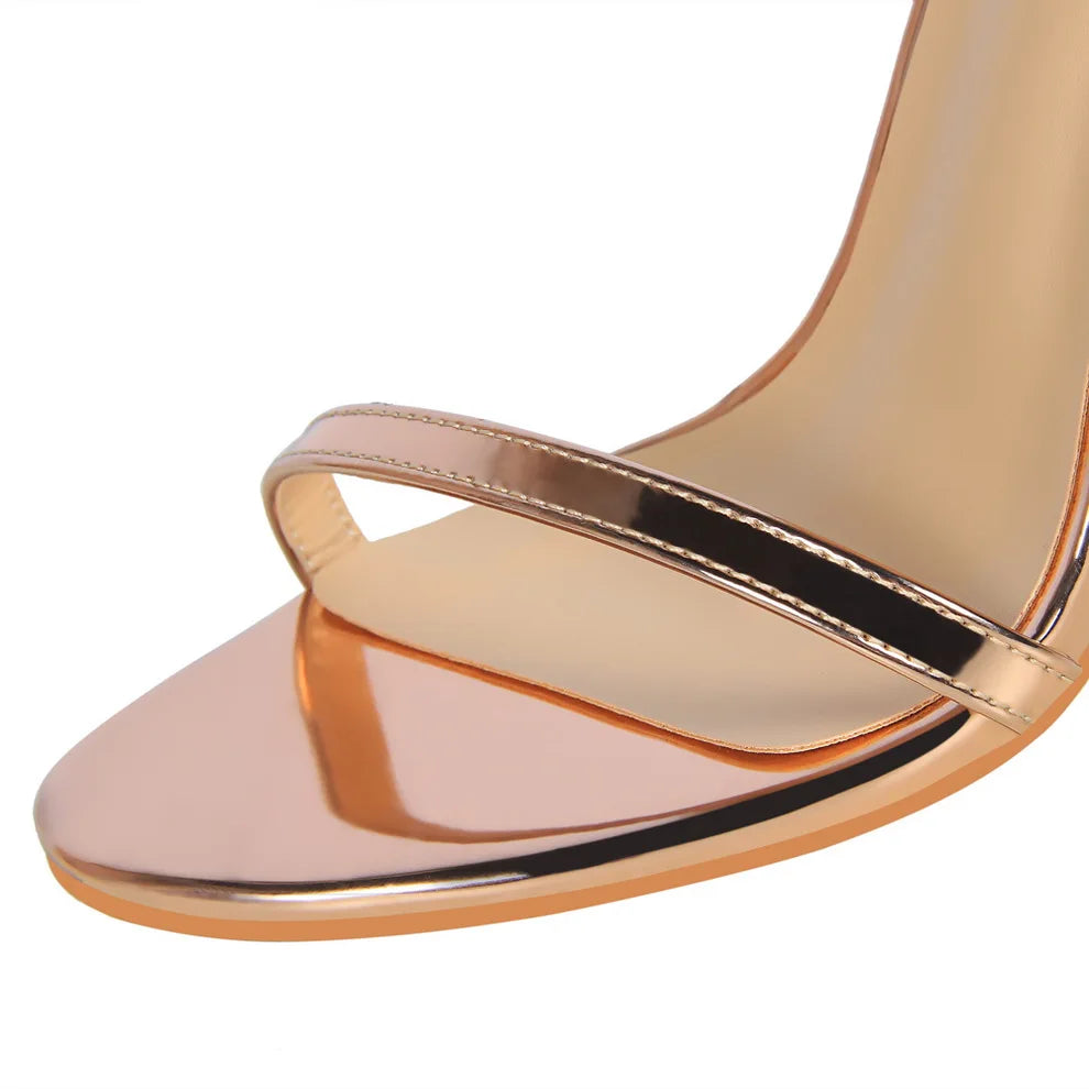 Women Fetish 8cm 11cm High Heels Summer Mid Low Heels Champagne Gold Sandals Roman Pumps Lady Gladiators Stiletto Stripper Shoes