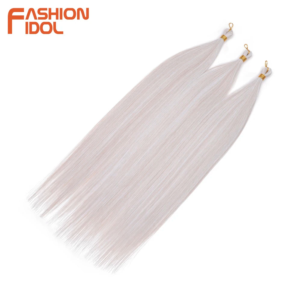 28" 3PCS 300g Ariel Straight Pony Hair Bundles Crochet Braids Hair Synthetic Braiding Hair Ombre Blonde Crochet Hair Extensions