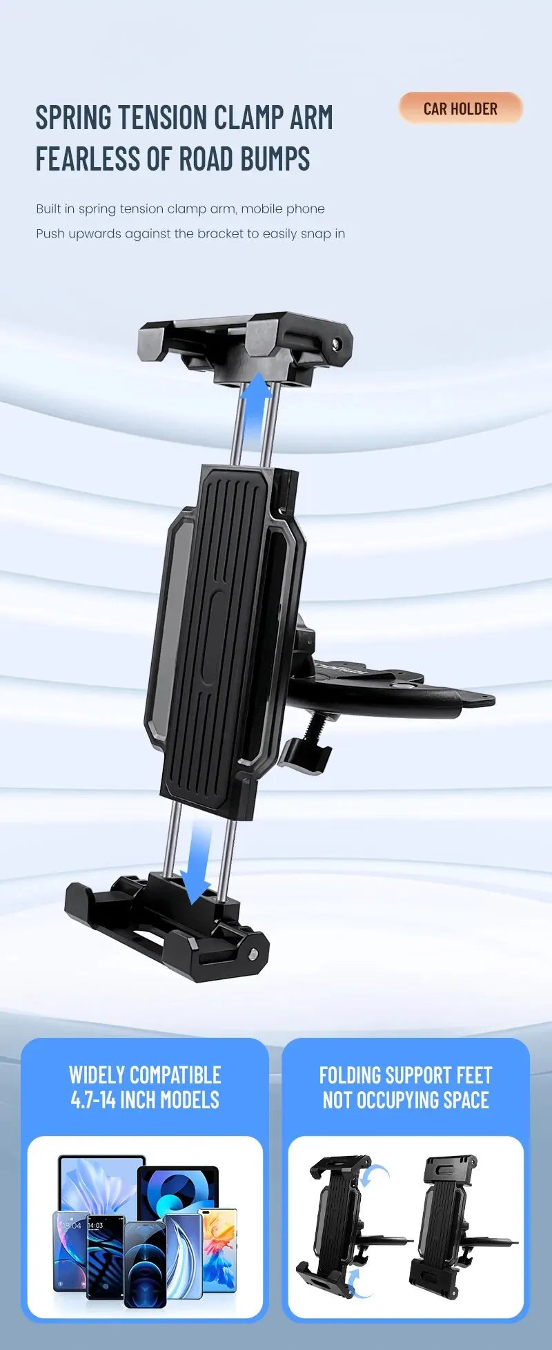 Universal 4-13 Inch Tablet Stand Holder Car CD Slot Bracket Mobile Phone Mount for iPad Pro Air Mini iPhone Xiaomi Huawei Tab Pc