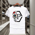Classic Trendy Brand Half Skull Flower Printed Men's and Women's 2025 New  Short Sleeved T-shirt Round Neck