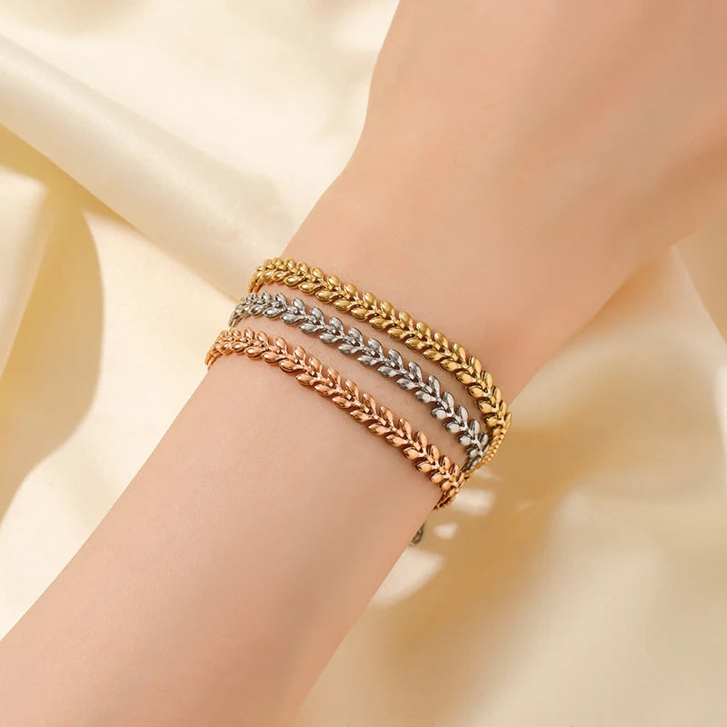 EILIECK 316L Stainless Steel Gold Color Bangles Bracelet For Women New Trendy Wrist Chain Waterproof Jewelry Gift Party Bijoux