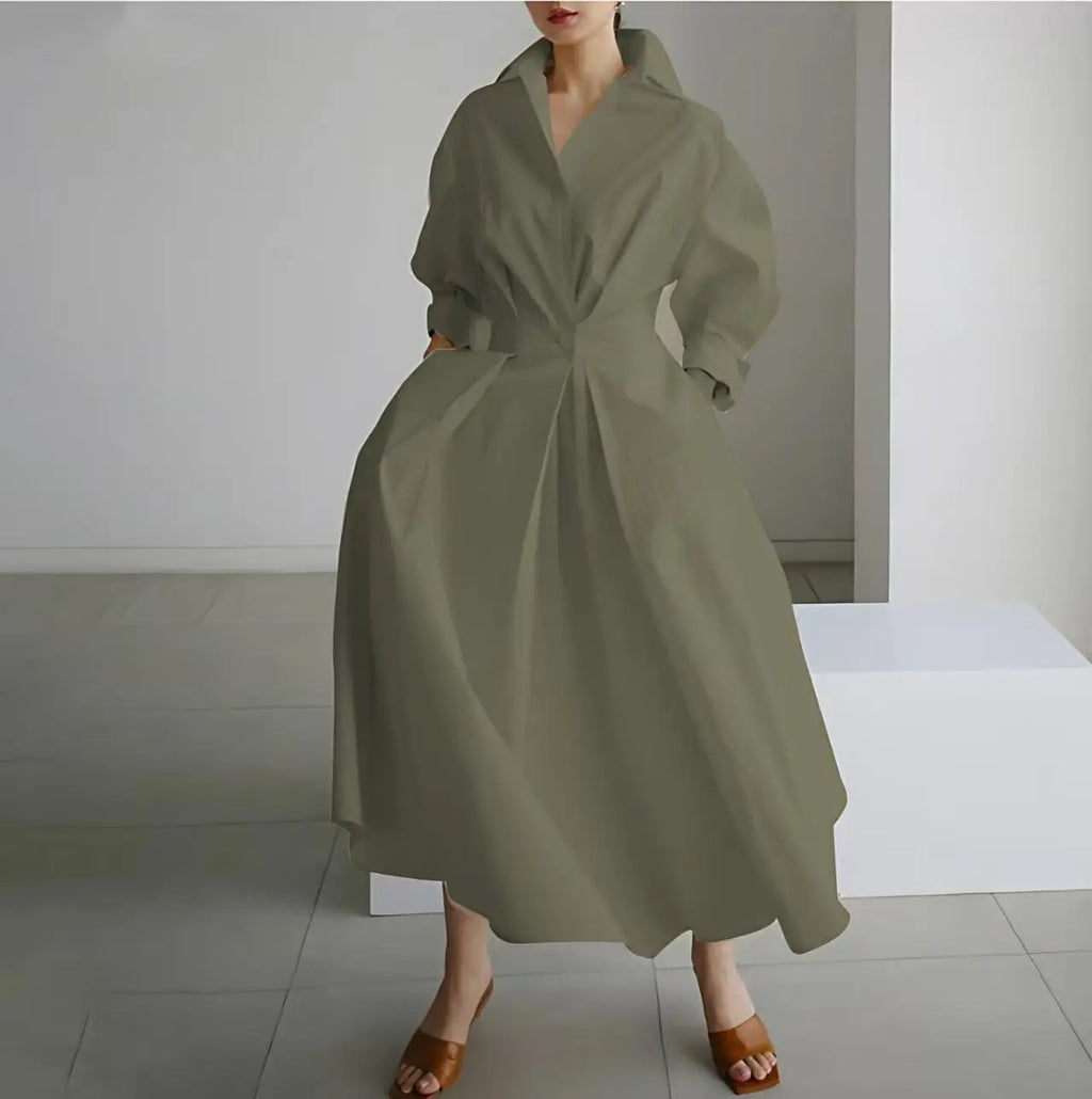 Women's Summer Dress Plus Size Commuter Polo Neck Loose Fit New Elegant Trendy Minimalist Fashionable Niche Versatile Casual Fit