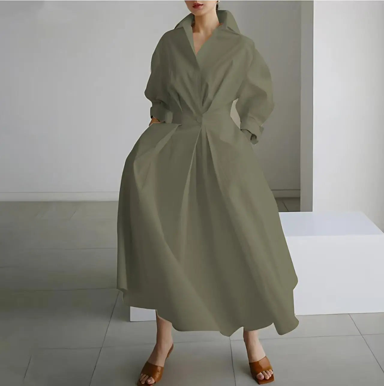 Women's Summer Dress Plus Size Commuter Polo Neck Loose Fit New Elegant Trendy Minimalist Fashionable Niche Versatile Casual Fit