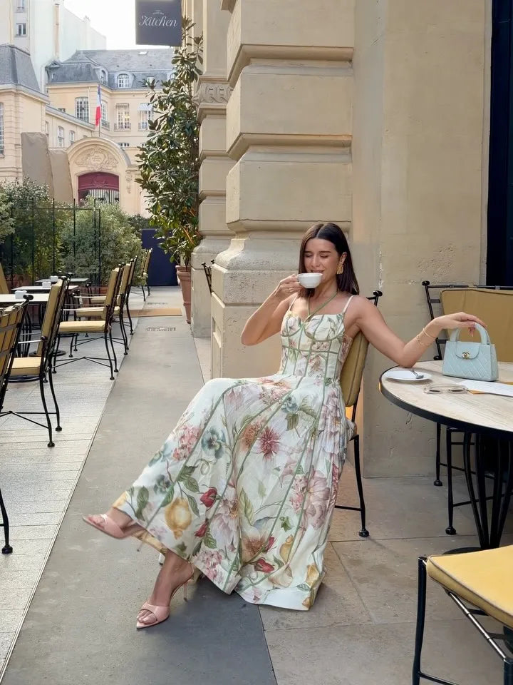 Women's Printed Sleeveless Halter Dress Waist-Closed A-Line Lady Elegant Dresses 2026 Spring Summer Fashion Female Vacation Robe