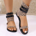 Women Sandals 2026 Summer New Fashion Designer Leopard Print Flat Sandals Female Trendy Casual Round Toe Open Toe Beach Shoes
