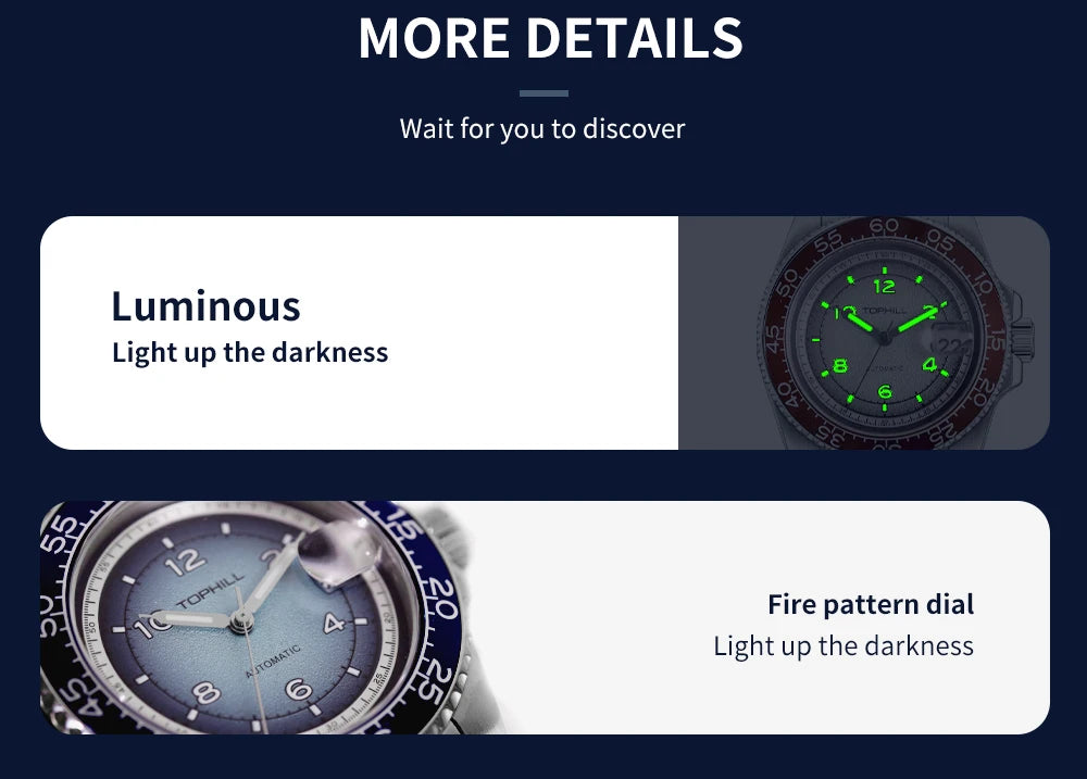 TOPHILL 41mm New Men's Watch Calendar Display Automatic Mechanical Watches Miyota 2813 Movement Sapphire Luminous Wristwatch