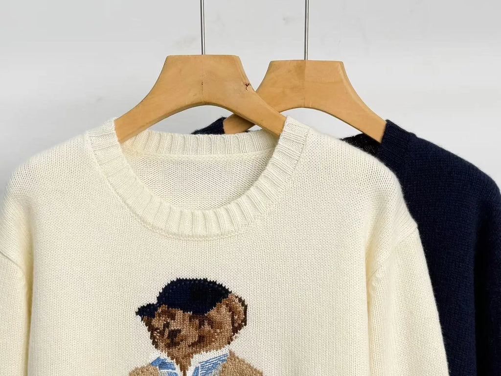 2025 New Autumn/Winter Women's Sweater High Quality Fashion Exquisite Cartoon Jacket  RL Teddy Bear 90% Wool+10% Cashmere Hoodie
