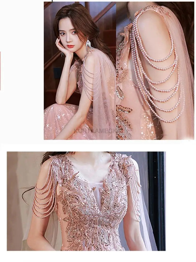 Luxury French Trailing Sequined Bride Wedding Dress Sexy Ball Gown Wedding Evening Party Summer Dress Women Formal vestidos