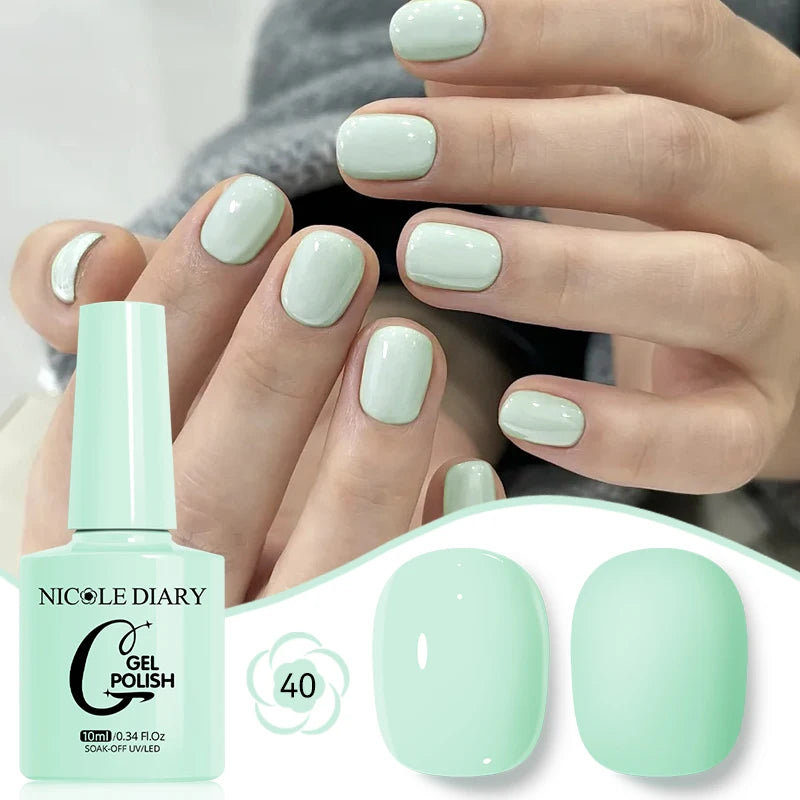 NICOLE DIARY Glass Beads Cat Magnetic Gel Nail Polish Spring Summer Gel Nail Sparkly Gel Varnish Soak off Nail Manicure Art