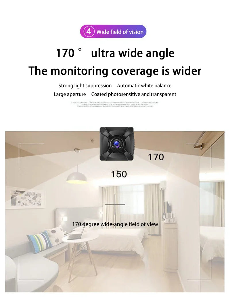 Wireless Mini Camera Motion Detection Monitor WiFi IP/AP Remote Rechargeable Home Surveillance With Long Battery Life