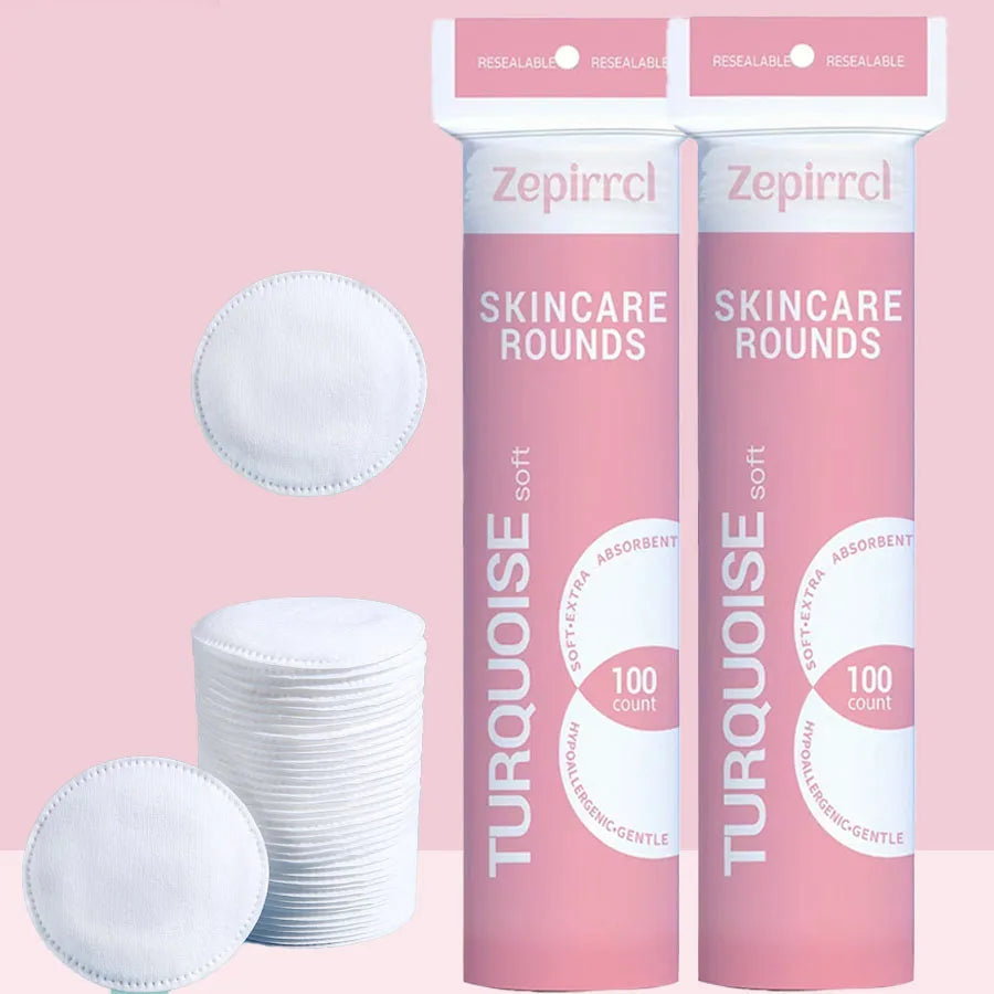 100/300Pcs Disposable High-Quality Round Makeup Pads, Cleansing Pads, Hydrating Makeup Remover Pads, Soft and Skin-Friendly, Suitable for All Skin Types, Facial Makeup, Cleaning, Care Tools, Portable Pack 6*6cm