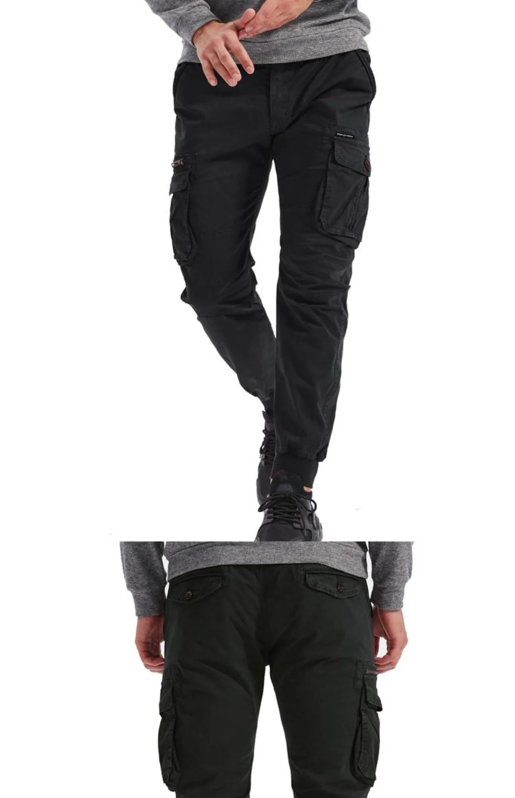 Spring Summer Men's Casual Fashion Work Pants Cuffed Multiple Pockets Slim Fit Youth Leisure Trousers Trendy Brand