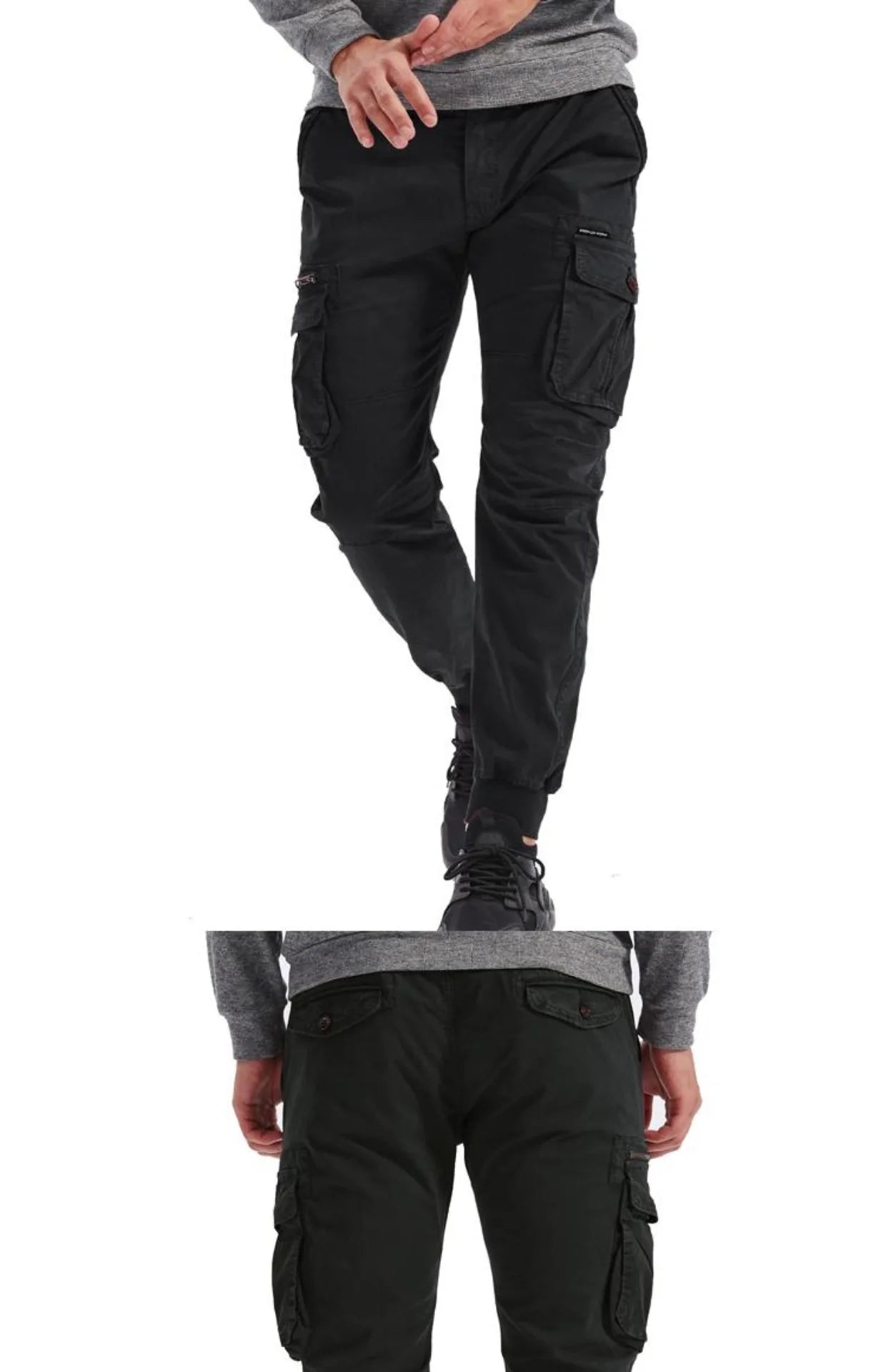 Spring Summer Men's Casual Fashion Work Pants Cuffed Multiple Pockets Slim Fit Youth Leisure Trousers Trendy Brand