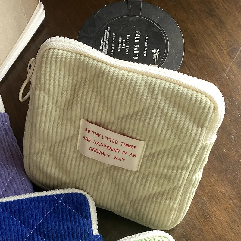 Women Small Cosmetic Bag Zipper Girls Mini Sanitary Napkins Makeup Lipstick Bags Travel Earphone Coin Organizer Pouch Bags