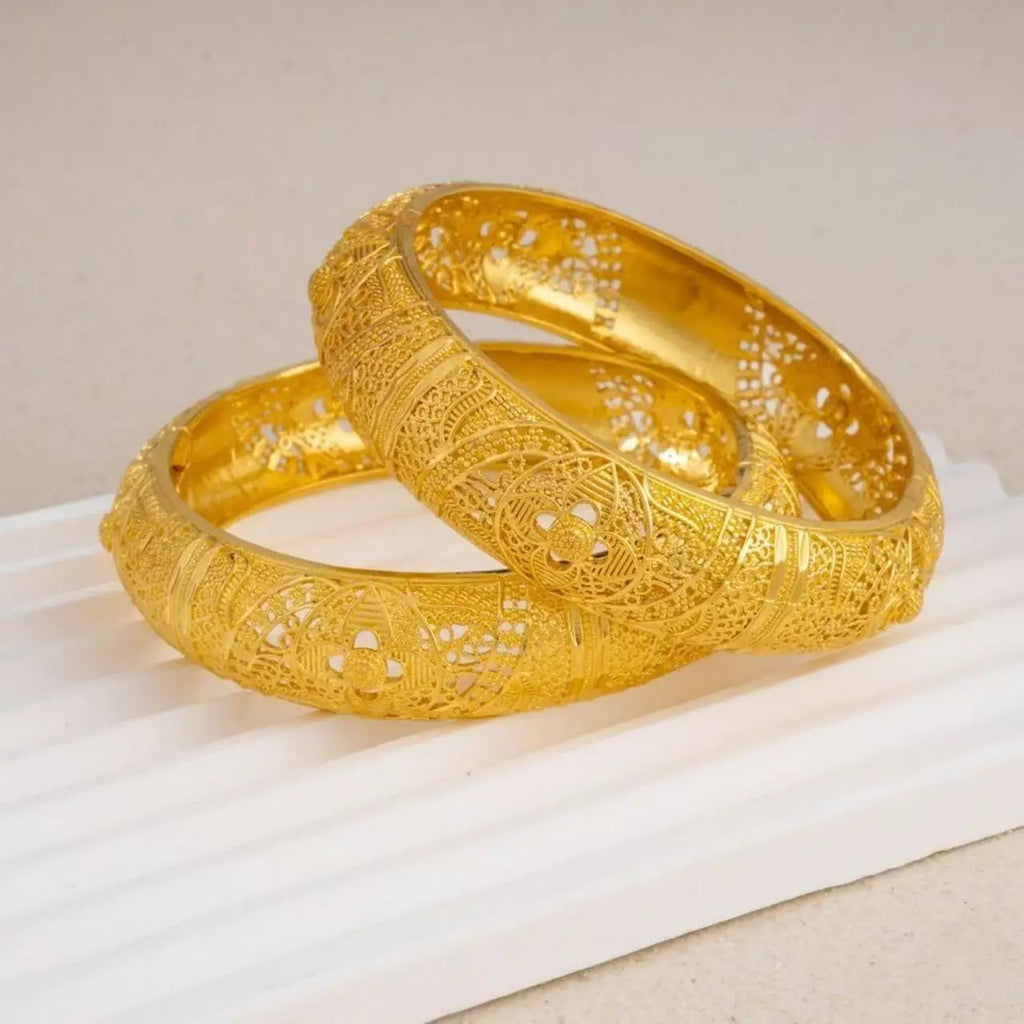 Dubai Gold Bangle for Women, Arab Islamic Luxury Gold Plated Cuff Bangle, Ethiopian 24K Gold Plated Bracelet, Middle East Weddin