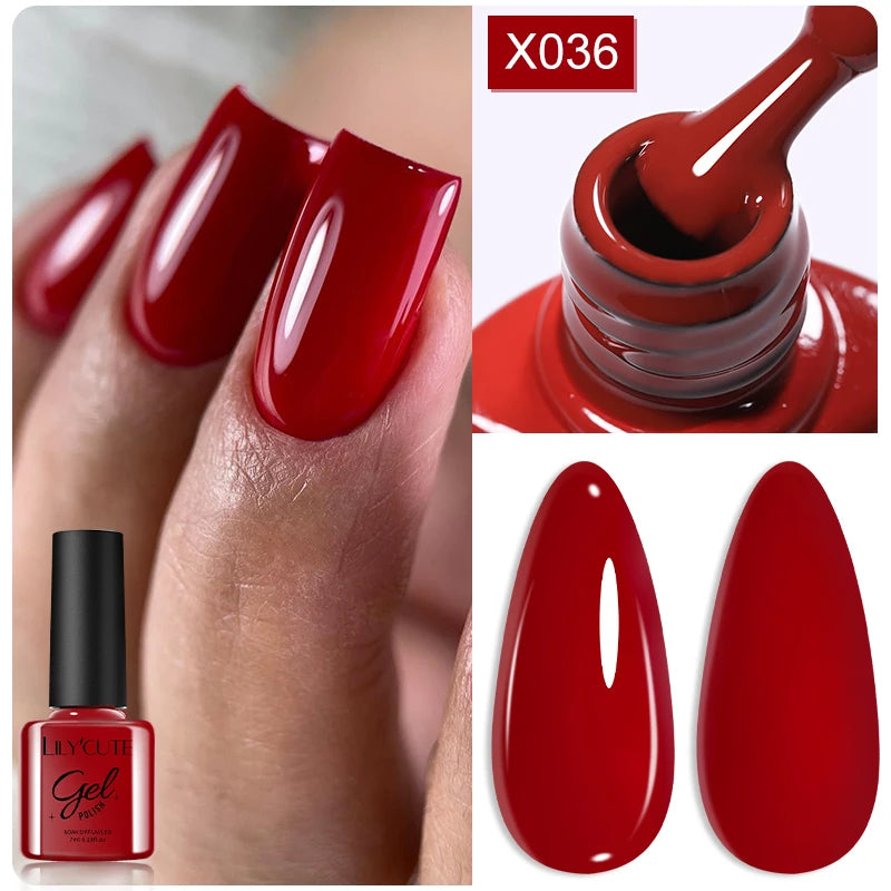 LILYCUTE 7ML Black White Color Gel Nail Polish Summer Colorful Gel Nail Art Semi Permanent UV Gel Soak Off UV LED Gel Varnishes