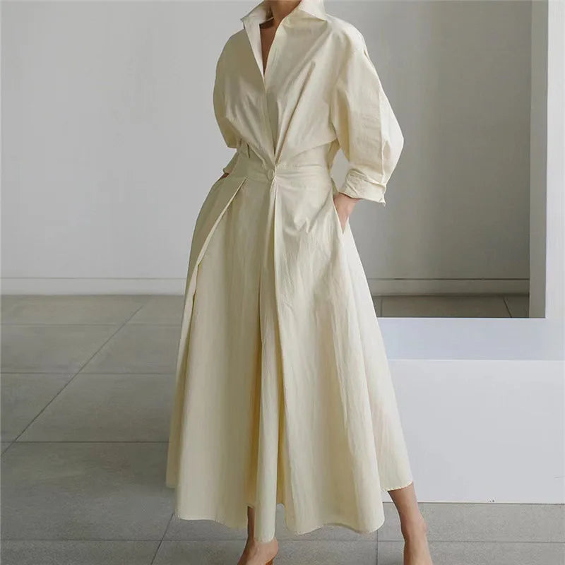 Women's Summer Dress Plus Size Commuter Polo Neck Loose Fit New Elegant Trendy Minimalist Fashionable Niche Versatile Casual Fit