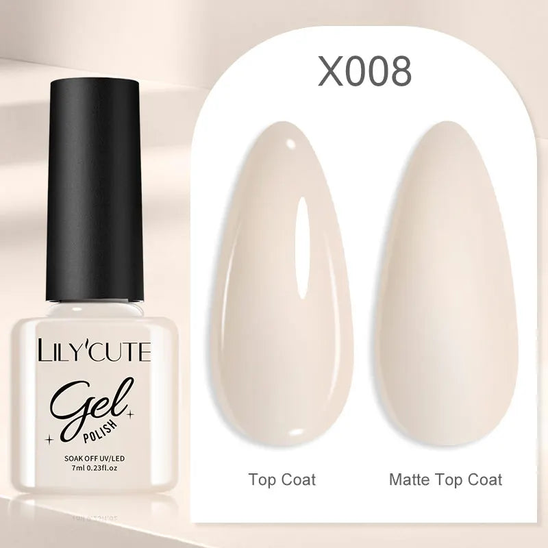 LILYCUTE 7ML Black White Color Gel Nail Polish Summer Colorful Gel Nail Art Semi Permanent UV Gel Soak Off UV LED Gel Varnishes