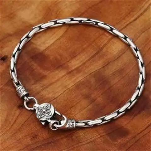 New Silver Color Male Personality Six Character True Words Diamond pestle hemp rope bracelet Thai retro trendy style chain