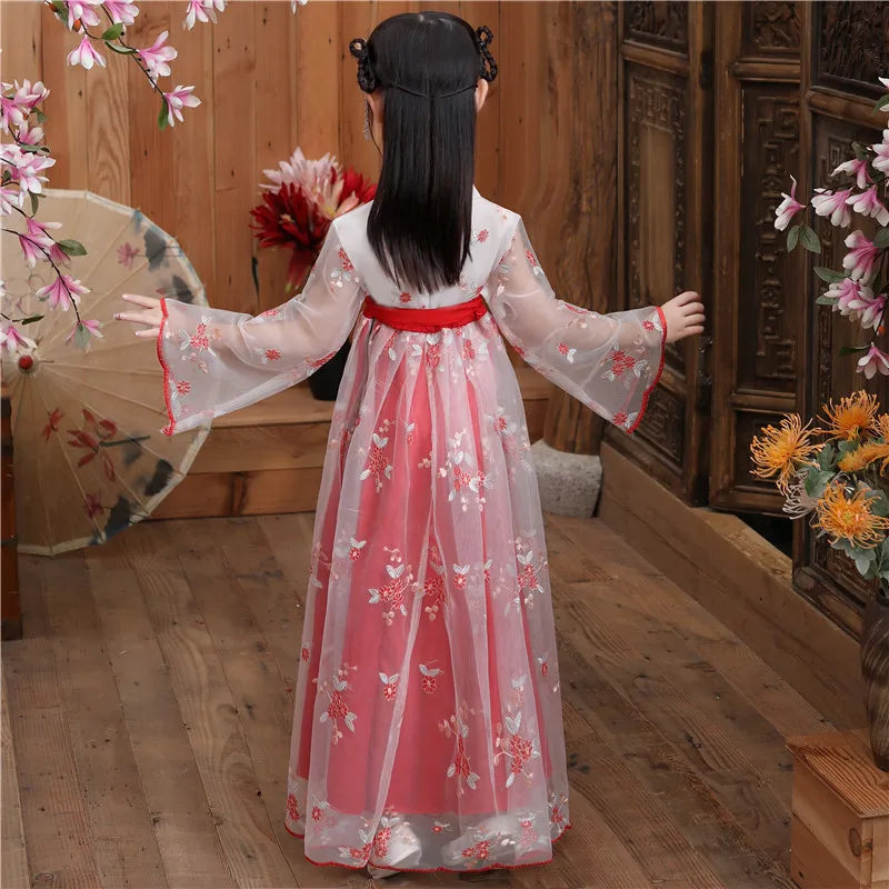 Kids Fairy Tang Costume Girls Casual Dresses Hanfu Girl Summer Children's Clothing Outfit Princess Dress Baby Vestido Robe Fille