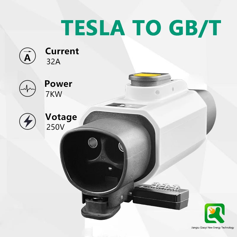 For Tesla charging station Tesl a to GBT Electric Car 250V EV Charger 32A 7KW NACS To GBT With Anti-theft lock Adapter BYD