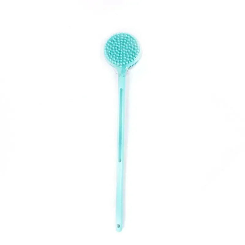 Double-Sided Shower Body Brush Silicone Long Handle Bathroom Wash Brush Bathing Massages Back Body Exfoliating Brush 1pc