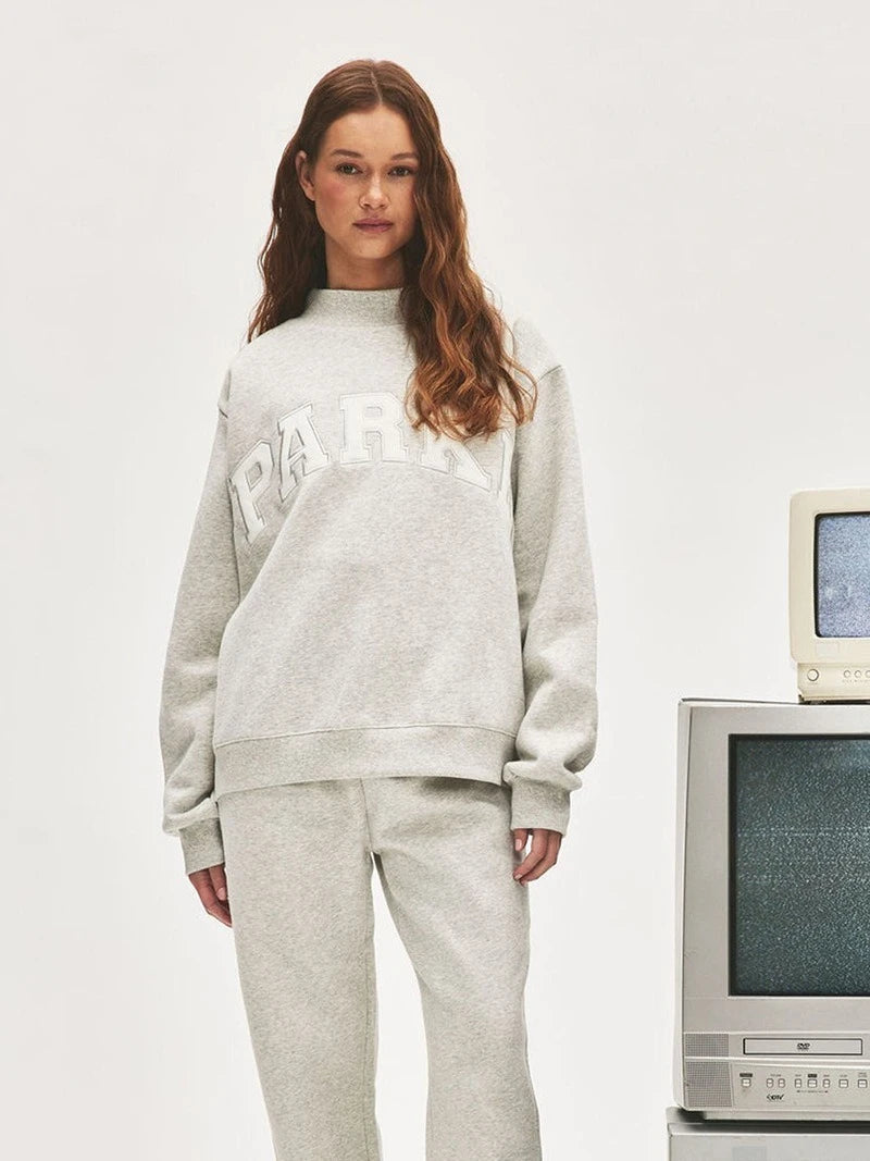 autumn winter Women's Pullover Hooded Sweatshirt with Letter Print and Zipper Closure
